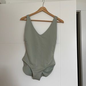 The Minimalist, sage green one piece swimsuit from Londre Bodywear
